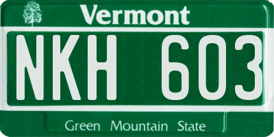 VT license plate NKH603
