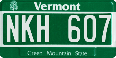 VT license plate NKH607