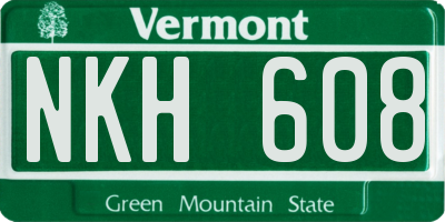 VT license plate NKH608