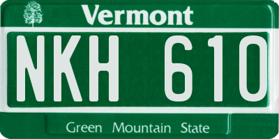 VT license plate NKH610