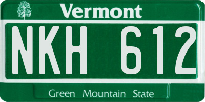 VT license plate NKH612