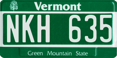 VT license plate NKH635