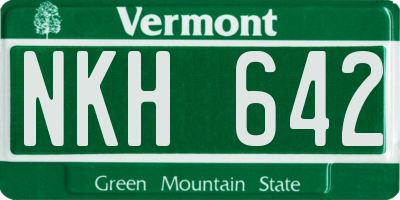 VT license plate NKH642