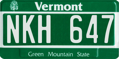 VT license plate NKH647