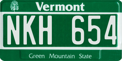 VT license plate NKH654