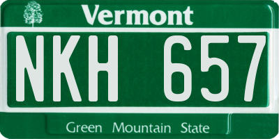 VT license plate NKH657