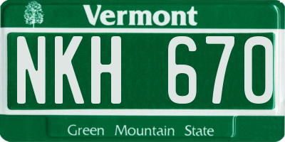 VT license plate NKH670
