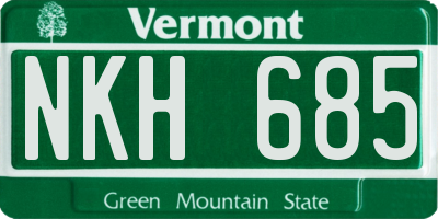 VT license plate NKH685
