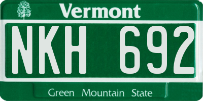 VT license plate NKH692