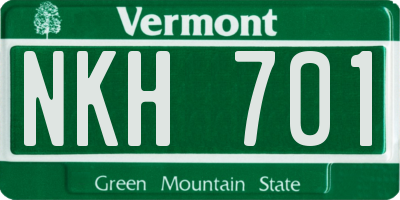 VT license plate NKH701