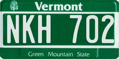 VT license plate NKH702