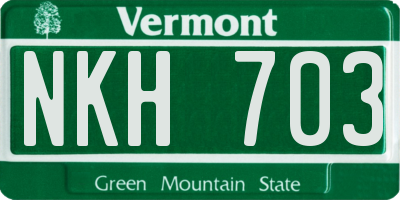 VT license plate NKH703