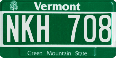 VT license plate NKH708