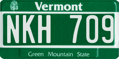 VT license plate NKH709