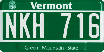 VT license plate NKH716