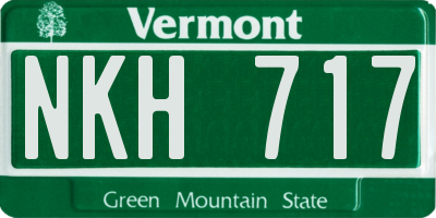 VT license plate NKH717