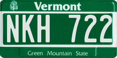VT license plate NKH722