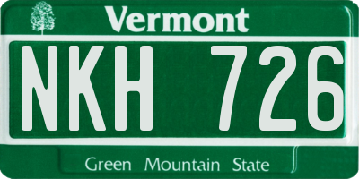 VT license plate NKH726
