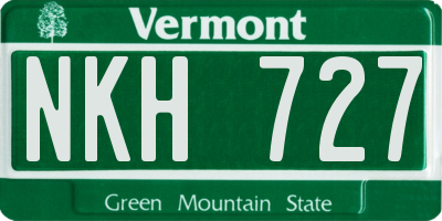 VT license plate NKH727