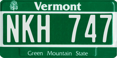 VT license plate NKH747