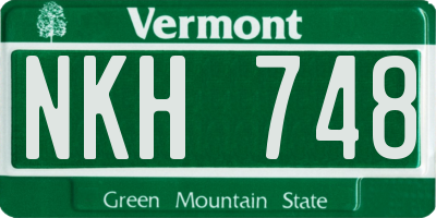 VT license plate NKH748