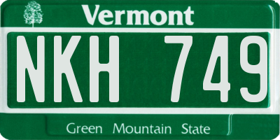 VT license plate NKH749