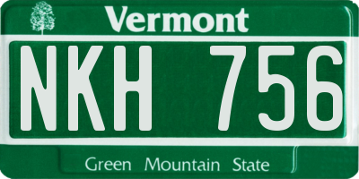 VT license plate NKH756