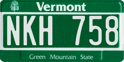 VT license plate NKH758