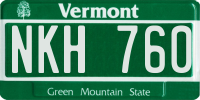 VT license plate NKH760