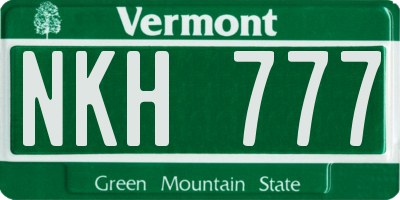VT license plate NKH777