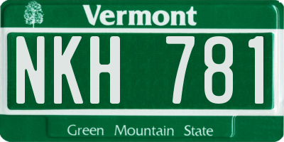VT license plate NKH781