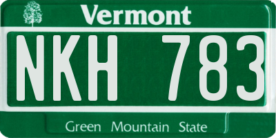 VT license plate NKH783