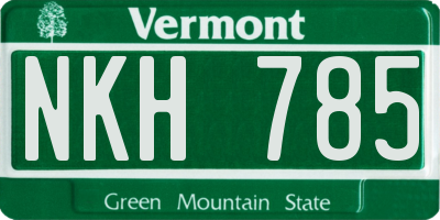 VT license plate NKH785