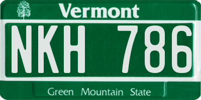 VT license plate NKH786