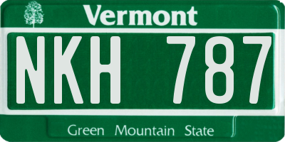 VT license plate NKH787