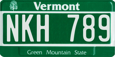 VT license plate NKH789