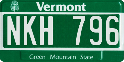 VT license plate NKH796