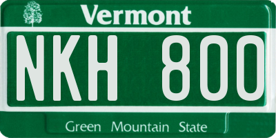 VT license plate NKH800