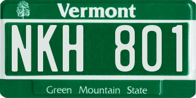 VT license plate NKH801
