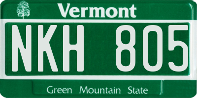 VT license plate NKH805