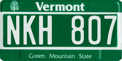VT license plate NKH807