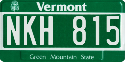 VT license plate NKH815
