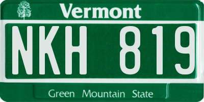 VT license plate NKH819