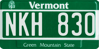 VT license plate NKH830