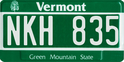VT license plate NKH835