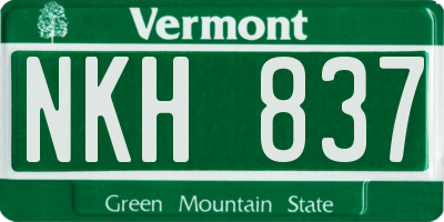 VT license plate NKH837