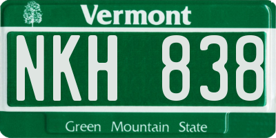VT license plate NKH838