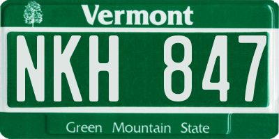 VT license plate NKH847