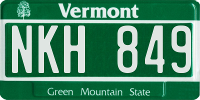 VT license plate NKH849