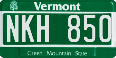 VT license plate NKH850